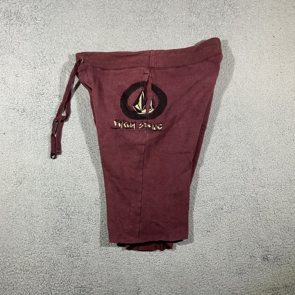 Y2k Volcom Burgundy Sweat Shorts Men's Size Medium #3368 - Picture 4 of 7